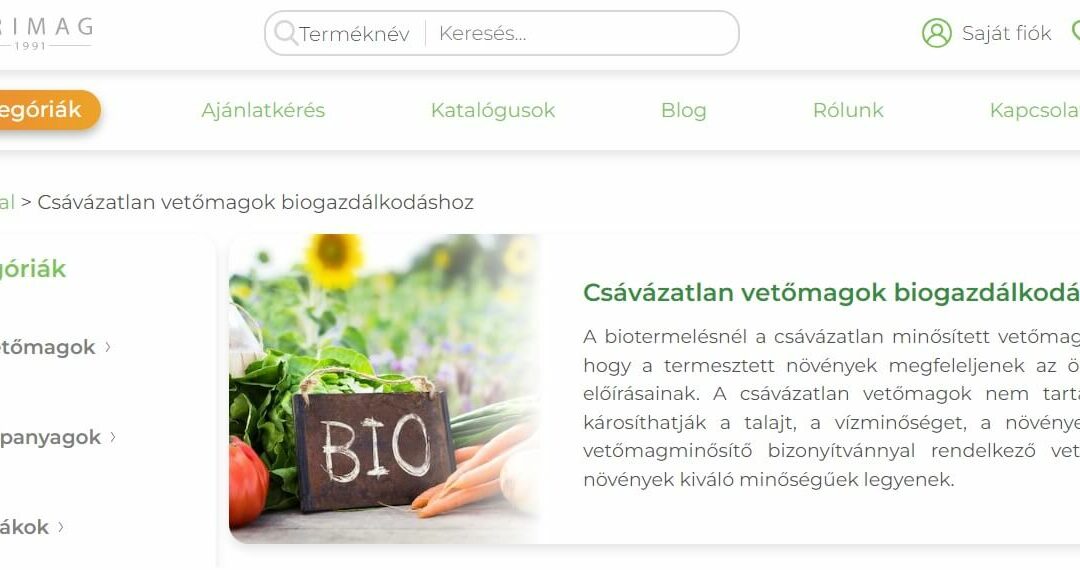 Csávázatlan vetőmagok biogazdálkodáshoz – Primag Kft.