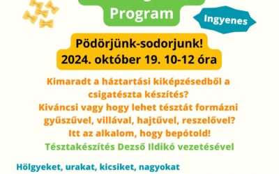 Pödörjünk-sodorjunk! – Tésztaformázás az Ökopiacon 2024. október 19-én