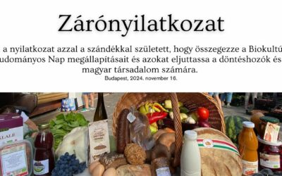 Zárónyilatkozat – XXXIV. Biokultúra Tudományos Nap, 2024. november 16.