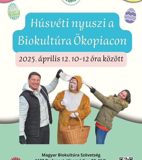 Húsvéti nyuszi az Ökopiacon 2025. április 12-én, 10-12 óra között